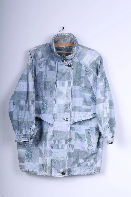 C&A YESSICA Womens M Jacket Vintage Blue Printed Greece Paqdded Fitted Jacket Loose Jacket Oversized Jacket C&A YESSICA Womens M Jacket Vintage Blue Printed Greece Paqdded Fitted Jacket Loose Jacket Oversized Jacket