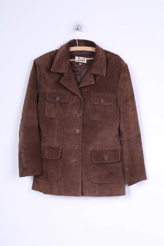 Full Power Womens M Jacket Brown Leather Single Breasted Outwear Wool Jacket Cashmere Jacket Tweed Jacket Full Power Womens M Jacket Brown Leather Single Breasted Outwear Wool Jacket Cashmere Jacket Tweed Jacket