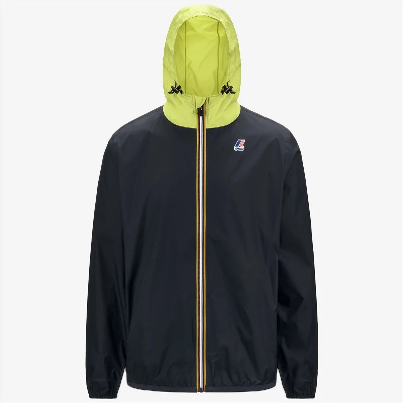 Claude - Unisex Packable Full Zip Waterproof  Rain Jacket in Blue Depth - Green Celery Corduroy Jacket Velvet Jacket Brocade Jacket
