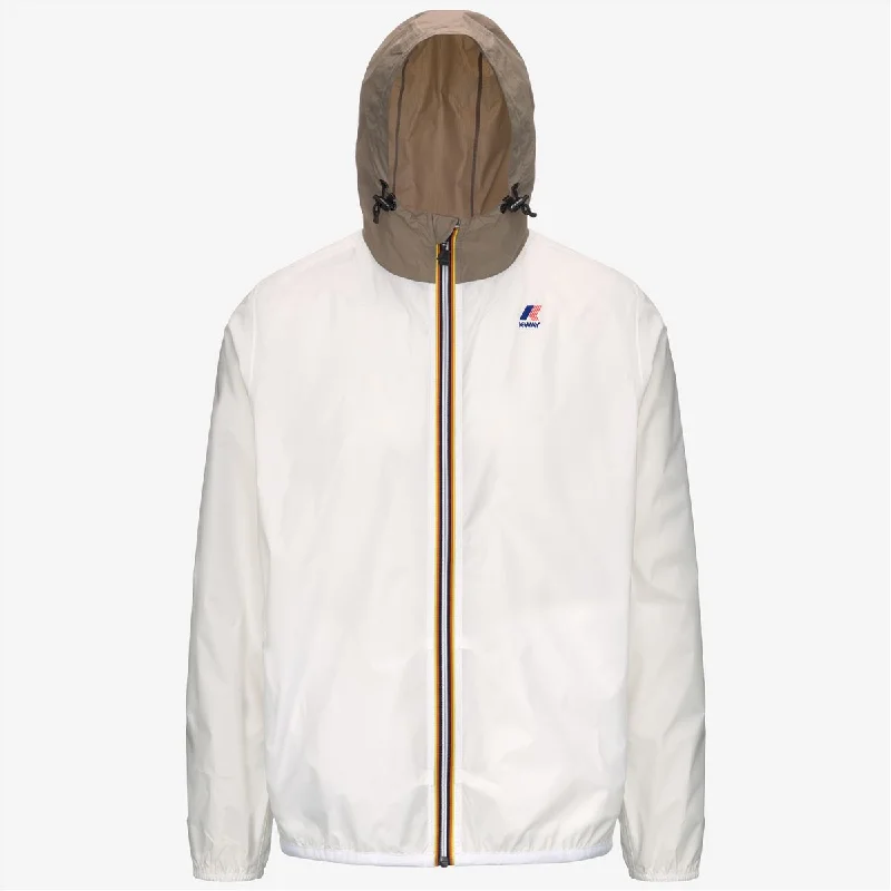 Claude - Unisex Packable Full Zip Waterproof Rain Jacket in White - Beige Taupe Rayon Fabric Velvet Fabric Corduroy Fabric Claude - Unisex Packable Full Zip Waterproof Rain Jacket in White - Beige Taupe Rayon Fabric Velvet Fabric Corduroy Fabric