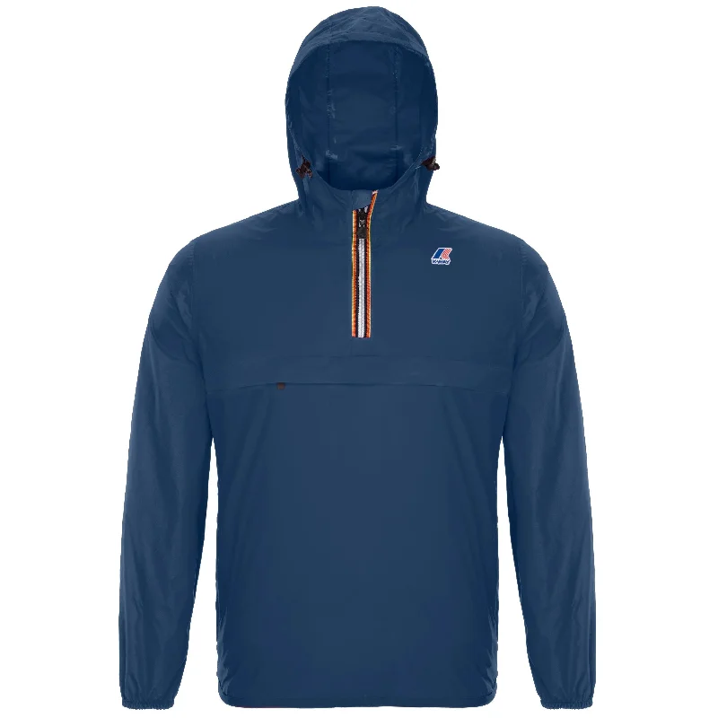 Leon - Packable Quarter Zip Rain Jacket in Blue Deep Ribbed Jacket Pleated Jacket Ruffled Jacket Leon - Packable Quarter Zip Rain Jacket in Blue Deep Ribbed Jacket Pleated Jacket Ruffled Jacket