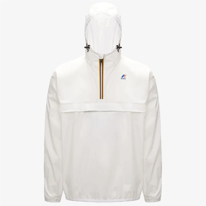 Leon - Packable Quarter Zip Rain Jacket in White Front Pockets Side Pockets Patch Pockets Leon - Packable Quarter Zip Rain Jacket in White Front Pockets Side Pockets Patch Pockets