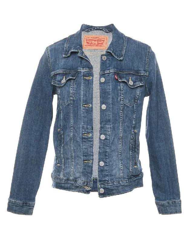 Levi's Dark Wash Denim Jacket - M Welt Pockets Slit Pockets Flap Pockets