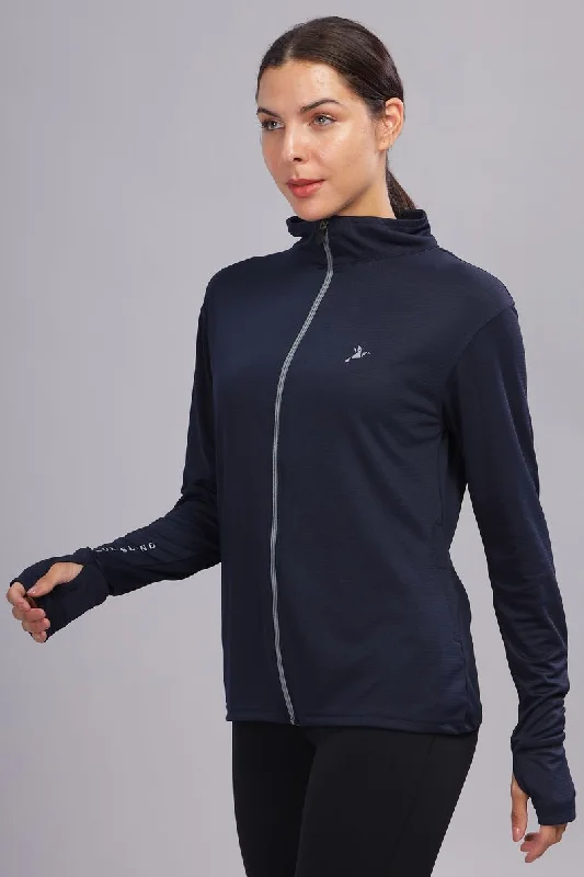 Navy Blue - Women's Sunblock Jacket Lace Jacket Ribbed Jacket Sequined Jacket
