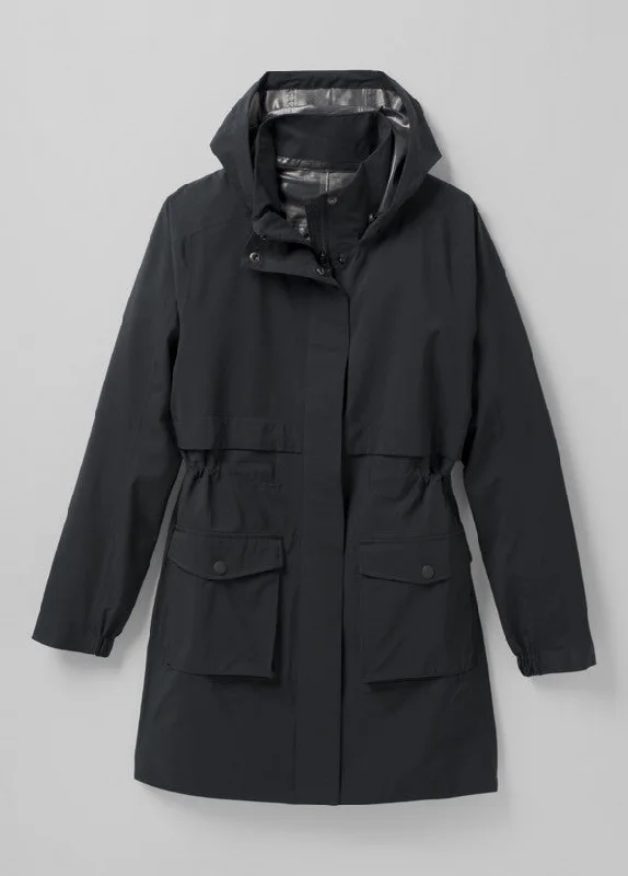 PRANA Women's Othello Falls Trench Rain Jacket Zip Front Button Front Snap Front