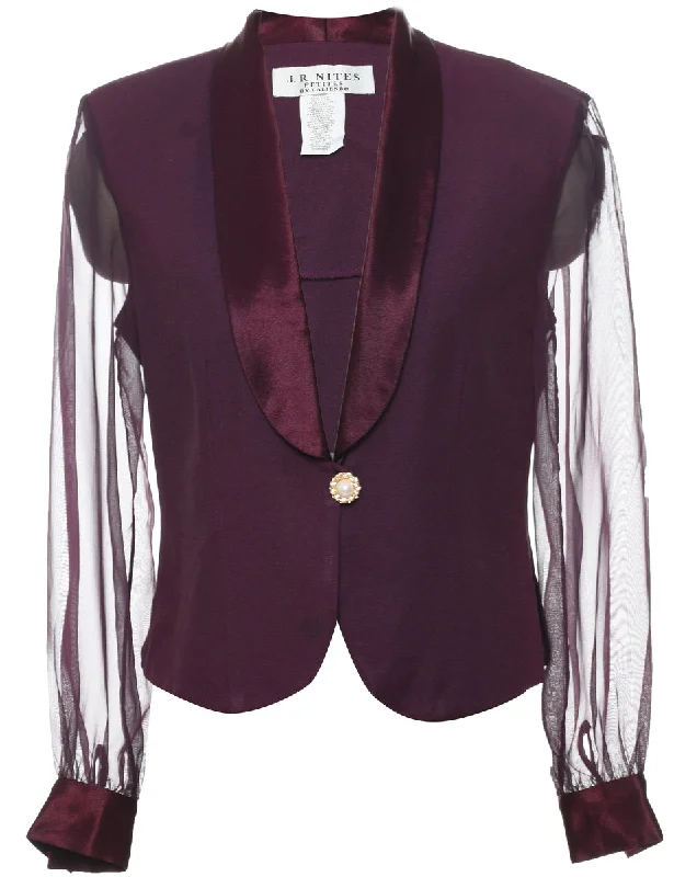 Purple Sheer Evening Jacket - M Ribbed Jacket Pleated Jacket Ruffled Jacket