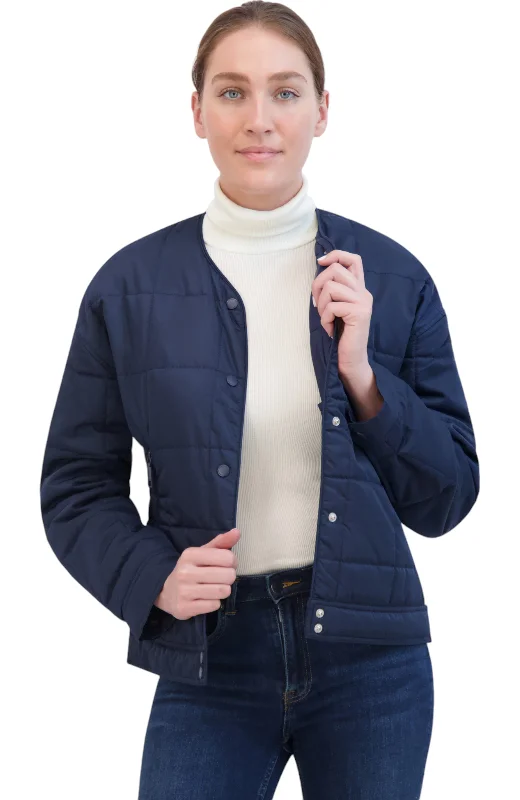 Rebecca Minkkoff Women's Box Quilt Collarless Jacket Nylon Fabric Polyester Fabric Spandex Fabric Rebecca Minkkoff Women's Box Quilt Collarless Jacket Nylon Fabric Polyester Fabric Spandex Fabric
