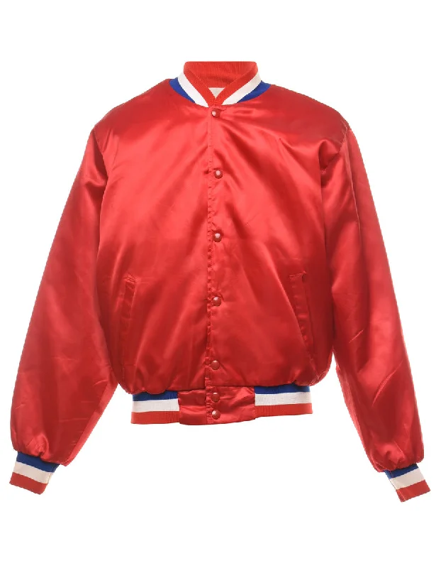Red, Blue & White Embroidered Vintage Bomber Jacket - M Mesh Jacket Canvas Jacket Denim Jacket Red, Blue & White Embroidered Vintage Bomber Jacket - M Mesh Jacket Canvas Jacket Denim Jacket