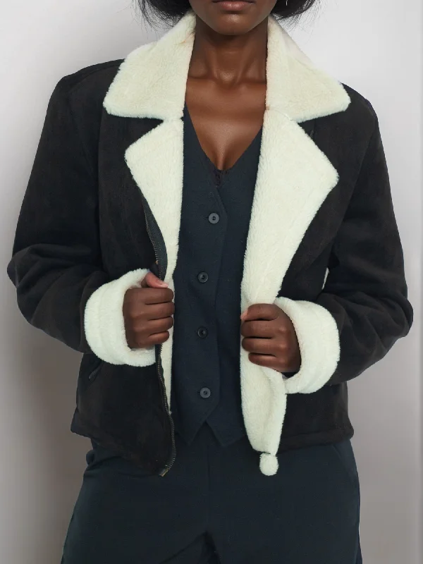 Recycled Vegan Shearling Moto Jacket Nylon Jacket Polyester Jacket Spandex Jacket
