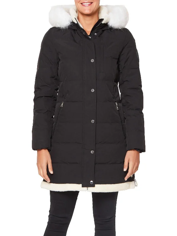 Womens Faux Fur Warm Puffer Jacket Anorak Shell Jacket Lightweight Jacket