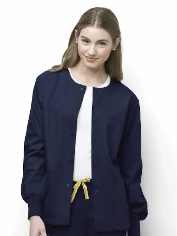WonderWink Origins Delta Unisex Snap Front Jacket | Navy Notch Collar Jacket Peter Pan Collar Jacket Cowl Neck Jacket WonderWink Origins Delta Unisex Snap Front Jacket | Navy Notch Collar Jacket Peter Pan Collar Jacket Cowl Neck Jacket