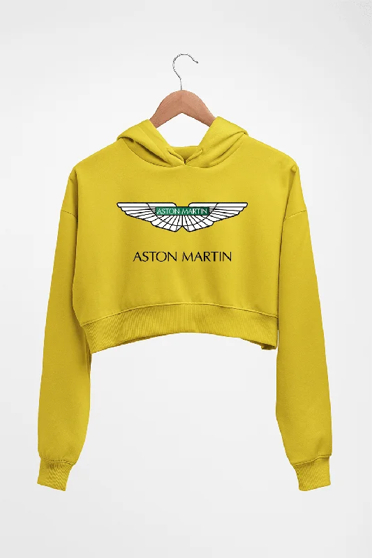 Aston Martin Crop HOODIE FOR WOMEN Hoodie with Frayed Bohemian Relaxed