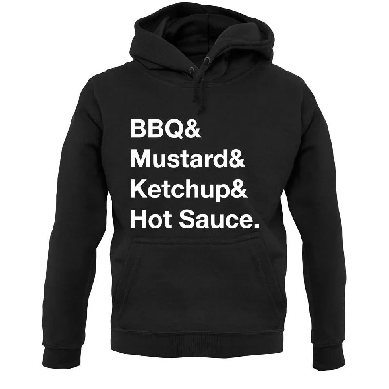 Bbq & Mustart & Ketchup Unisex Hoodie Hoodie with Pattern Geometric Abstract