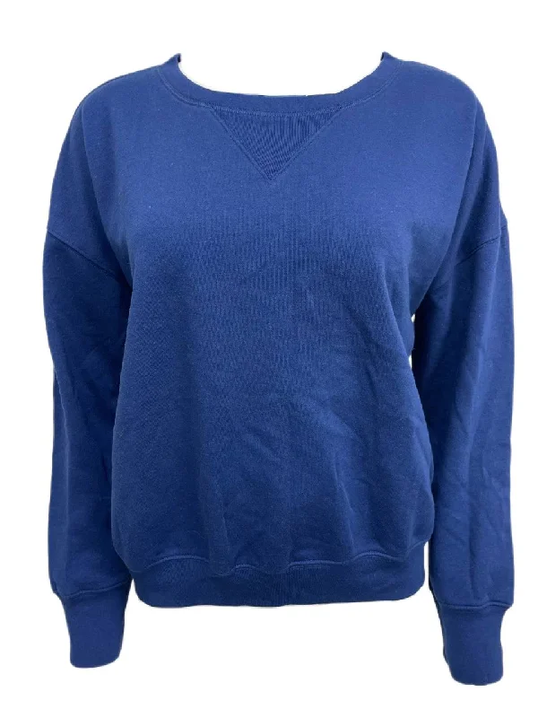 BLK DNM Women's Blue Long Sleeve Sweatshirt 6 NWT Hoodie with Lining Warm Insulated