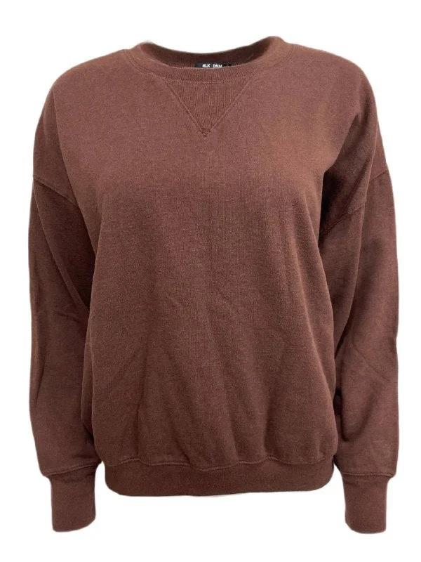 BLK DNM Women's Mahogany Melange Cotton Sweatshirt 6 Size S NWT Hoodie with Lace Feminine Delicate