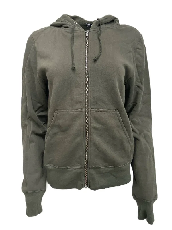 BLK DNM Women's Military Green Cotton Hooded Zip Sweatshirt 28 Size S NWT Hoodie with Belted Waist Structured Tailored BLK DNM Women's Military Green Cotton Hooded Zip Sweatshirt 28 Size S NWT Hoodie with Belted Waist Structured Tailored