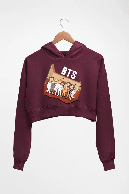 BTS Kpop Crop HOODIE FOR WOMEN Hoodie with Hem Elastic Stretchable Comfortable