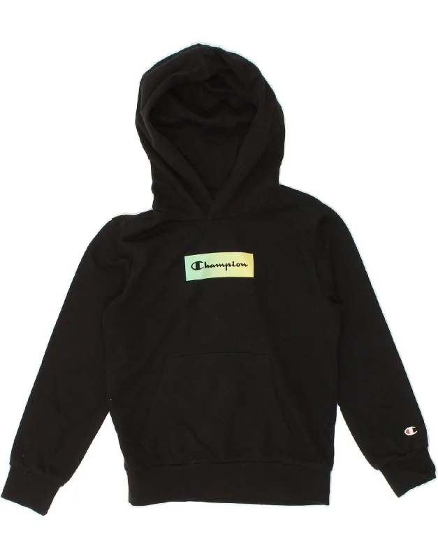 CHAMPION Boys Graphic Hoodie Jumper 7-8 Years Small Black Zip Hoodie Drawstring Kangaroo Pocket CHAMPION Boys Graphic Hoodie Jumper 7-8 Years Small Black Zip Hoodie Drawstring Kangaroo Pocket