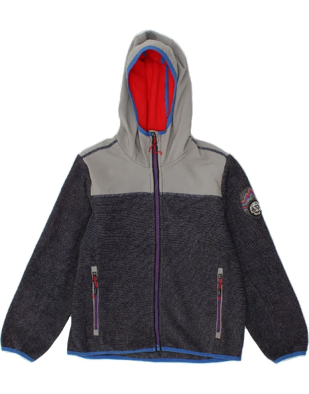 CMP Boys Zip Hoodie Sweater 9-10 Years Navy Blue Colourblock Polyester Hoodie with Camouflage Military Edgy