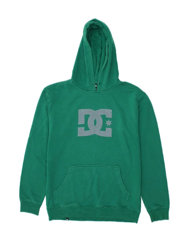 DC Mens Graphic Hoodie Jumper Large Green Cotton Hoodie with Button Classic Timeless