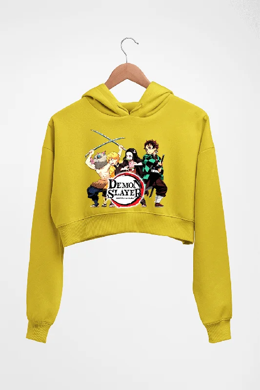 Demon Slayer Crop HOODIE FOR WOMEN Hoodie with Hem Detail Decorative Unique