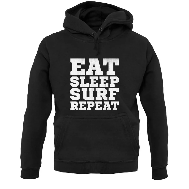 Eat Sleep Surf Repeat Unisex Hoodie Hoodie with Hem Frayed Vintage Worn