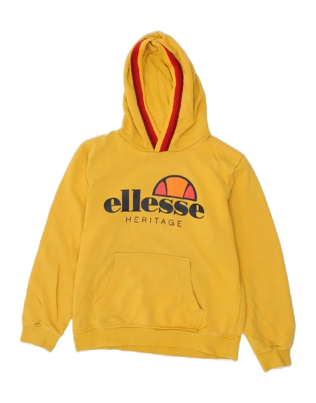 ELLESSE Boys Heritage Graphic Hoodie Jumper 9-10 Years  Yellow Cotton Hoodie with Ribbed Cuffs Snug Fit Comfort