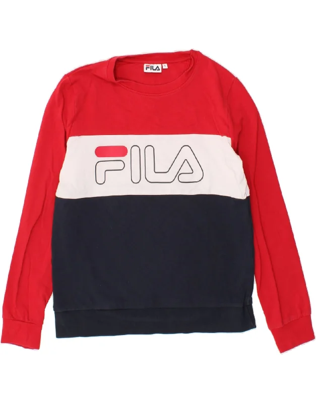 FILA Womens Graphic Sweatshirt Jumper UK 10 Small Multicoloured Graphic Hoodie Design Print FILA Womens Graphic Sweatshirt Jumper UK 10 Small Multicoloured Graphic Hoodie Design Print