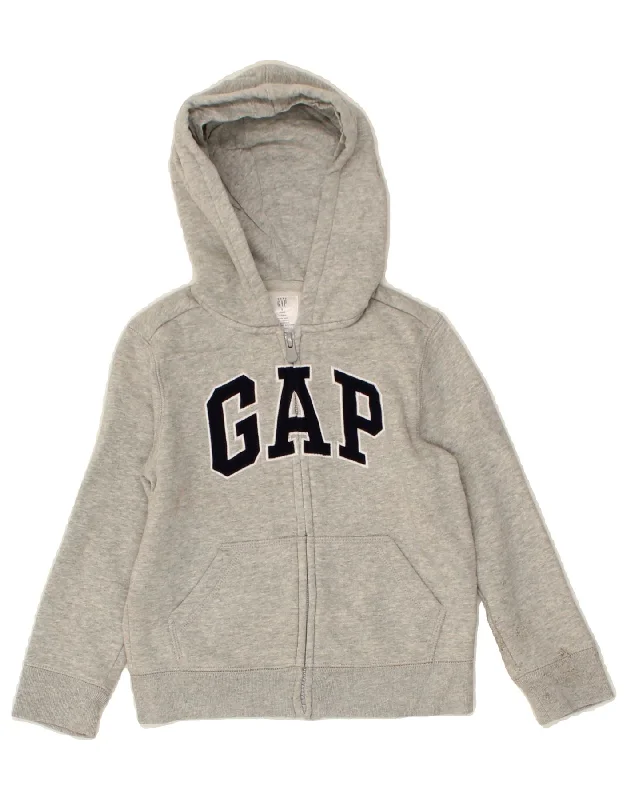 GAP Boys Graphic Zip Hoodie Sweater 4-5 Years Grey Cotton Hoodie with Gradient Ombre Colorful