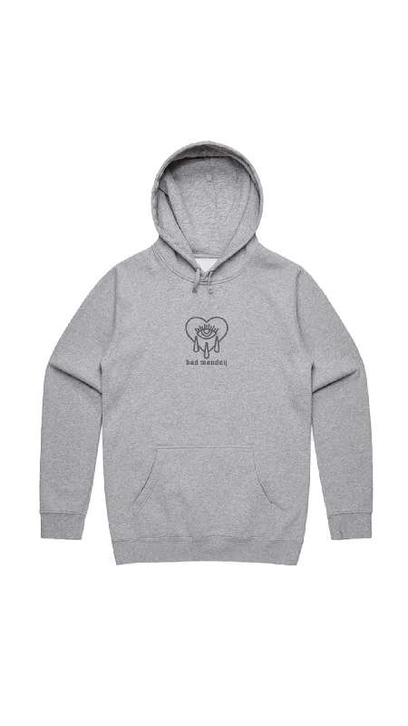 Heavy Weight AW Crying Heart Hoodie Athletic Heather / Front Print Hoodie with Oversized Fit Loose Comfortable