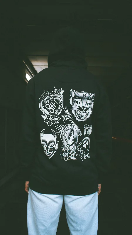 Heavy Weight Friday 13th Hoodie Hoodie with Hem Fringe Bohemian Relaxed