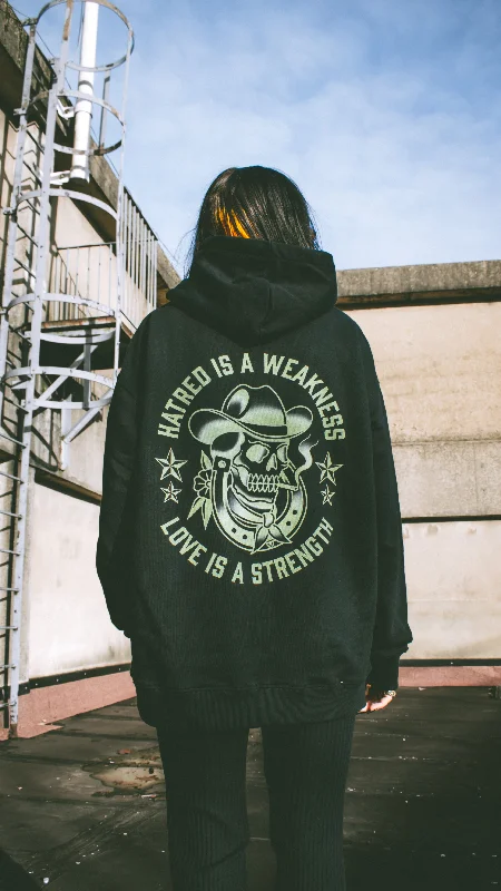 Heavy Weight Love Is A Strength Hoodie Hoodie with Metallic Shiny Futuristic