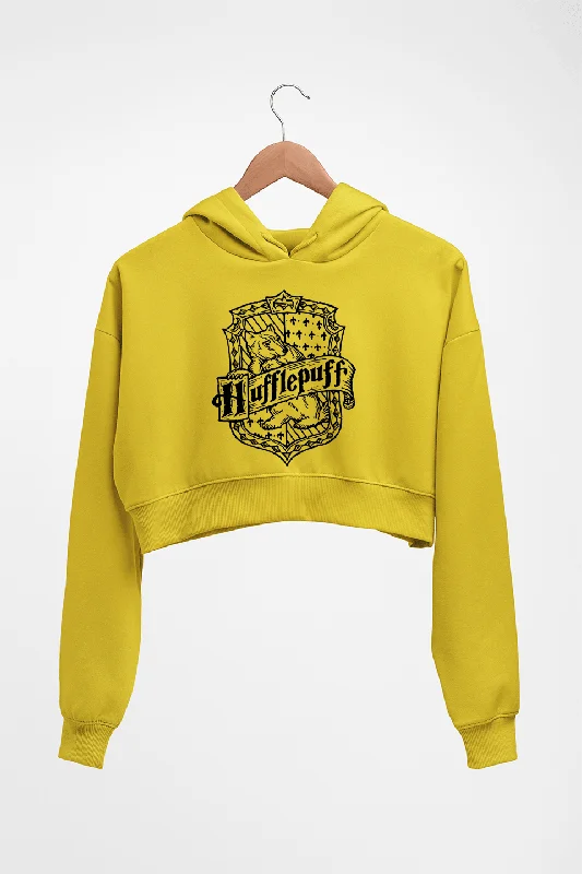 Hufflepuff Harry Potter Crop HOODIE FOR WOMEN Hoodie with Batwing Sleeves Loose Dramatic