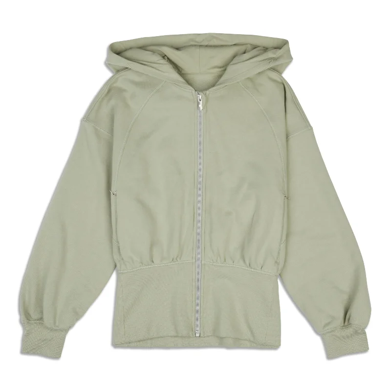 Hugged-Waist Cotton Zip Hoodie - Resale Hoodie with Toggle Buttons Decorative Unique