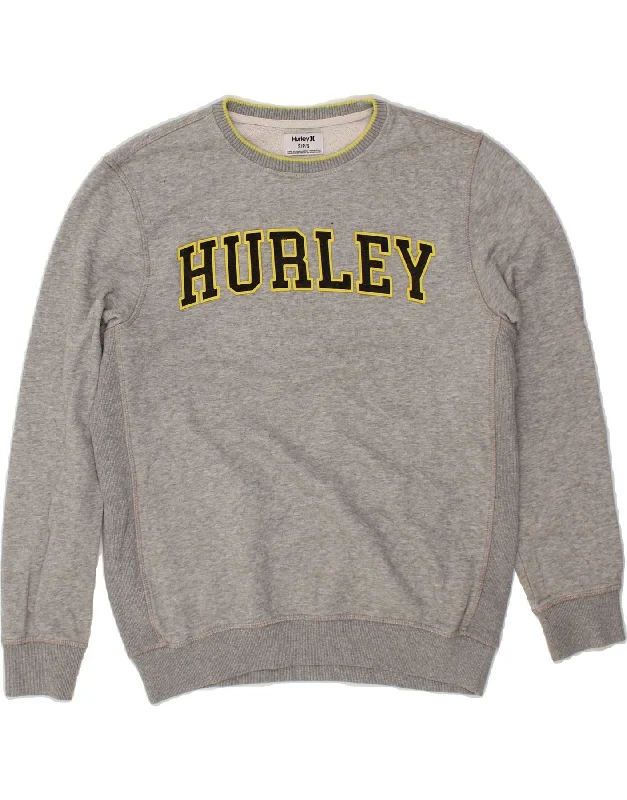 HURLEY Mens Graphic Sweatshirt Jumper Small Grey Cotton Hoodie with Print Artistic Unique HURLEY Mens Graphic Sweatshirt Jumper Small Grey Cotton Hoodie with Print Artistic Unique