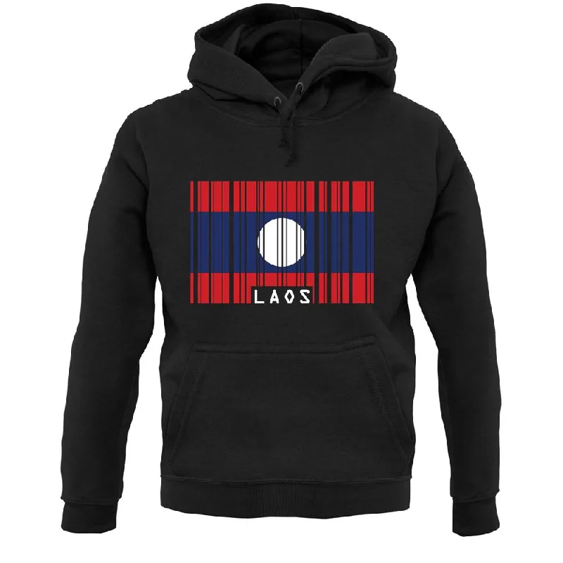 Laos Barcode Style Flag Unisex Hoodie Hoodie with Pattern Geometric Abstract