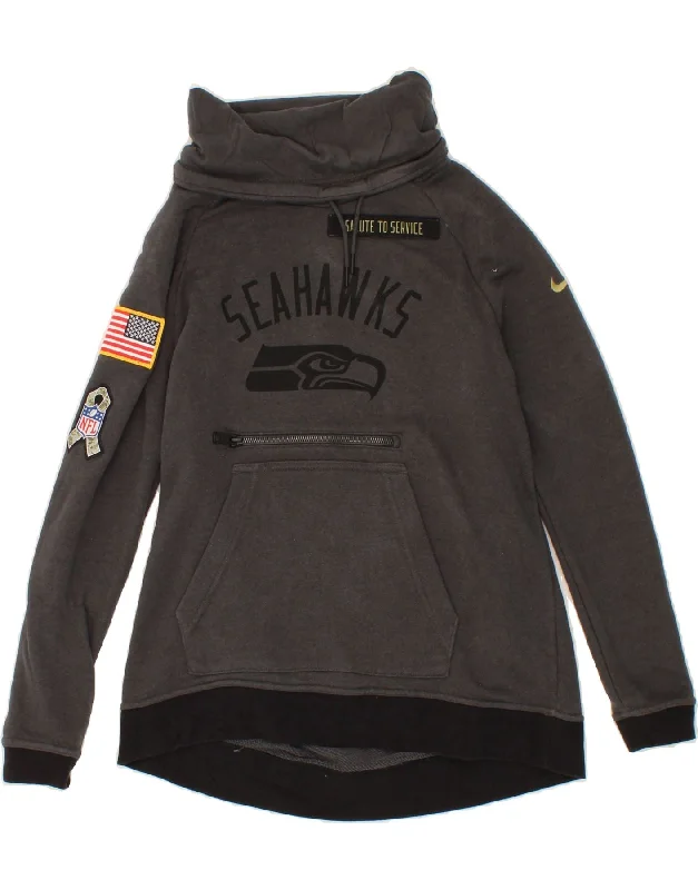 NIKE Womens Graphic Sweatshirt Jumper UK 10 Small Grey Cotton Hoodie with Double Zipper Versatile Adjustable NIKE Womens Graphic Sweatshirt Jumper UK 10 Small Grey Cotton Hoodie with Double Zipper Versatile Adjustable