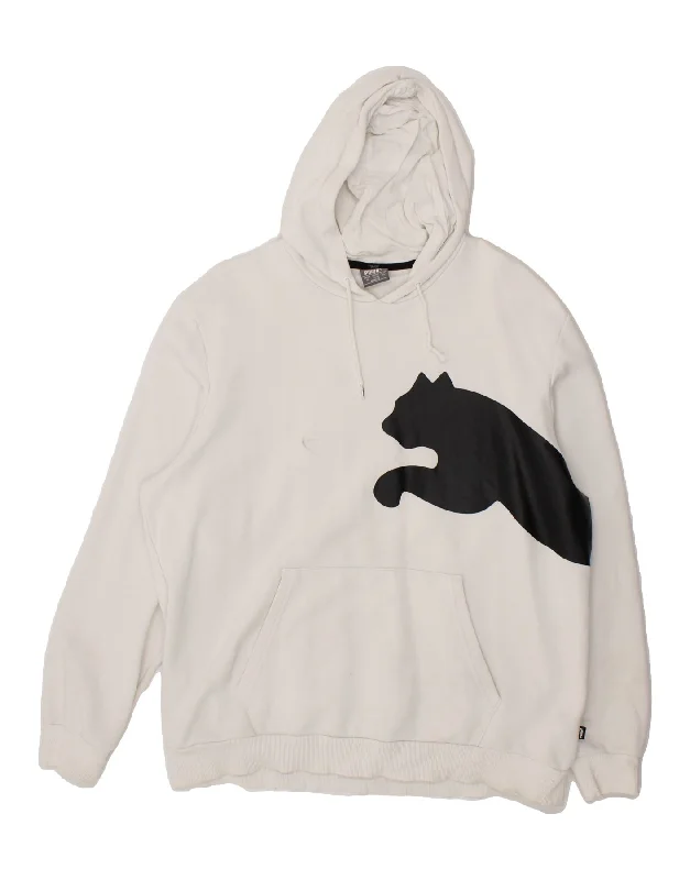 PUMA Mens Graphic Hoodie Jumper XL White Cotton Hoodie with Hem Contrast Bold Stylish PUMA Mens Graphic Hoodie Jumper XL White Cotton Hoodie with Hem Contrast Bold Stylish