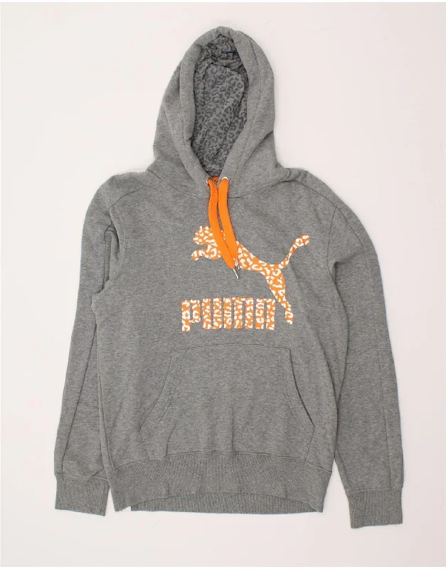 PUMA Womens Graphic Hoodie Jumper UK 14 Medium Grey Hoodie with Drop Shoulder Relaxed Streetwear PUMA Womens Graphic Hoodie Jumper UK 14 Medium Grey Hoodie with Drop Shoulder Relaxed Streetwear