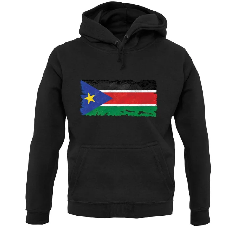 South Sudan Grunge Style Flag Unisex Hoodie Hoodie with Zipper Placket Modern Functional South Sudan Grunge Style Flag Unisex Hoodie Hoodie with Zipper Placket Modern Functional
