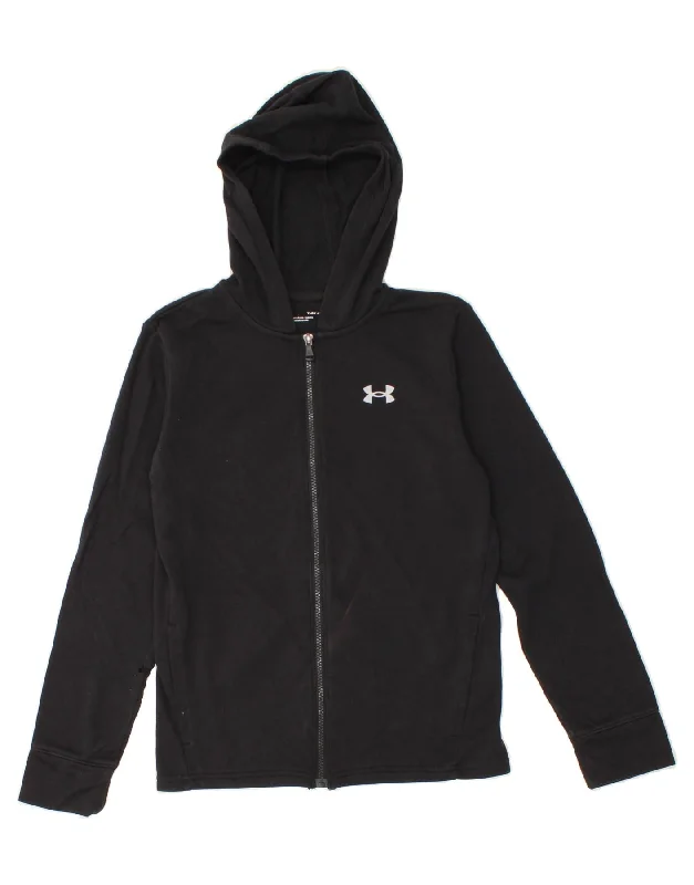 UNDER ARMOUR Boys Zip Hoodie Sweater 11-12 Years Large Black Cotton Hoodie with Pastel Soft Subtle UNDER ARMOUR Boys Zip Hoodie Sweater 11-12 Years Large Black Cotton Hoodie with Pastel Soft Subtle