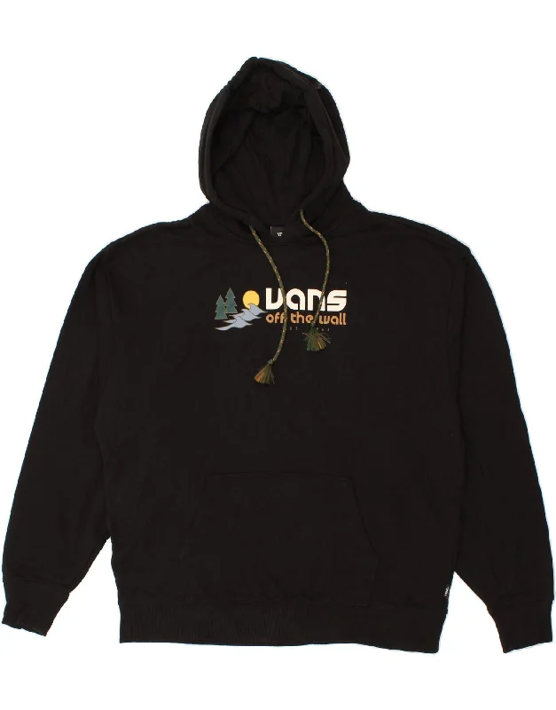 VANS Mens Graphic Hoodie Jumper XL Black Cotton Hoodie with Side Slits Relaxed Casual VANS Mens Graphic Hoodie Jumper XL Black Cotton Hoodie with Side Slits Relaxed Casual