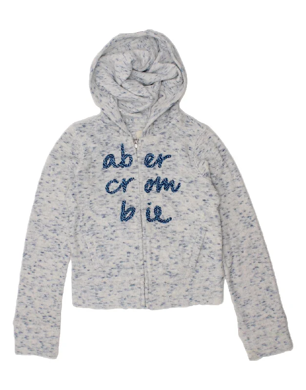 ABERCROMBIE & FITCH Girls Graphic Zip Hoodie Sweater 3-4 Years Grey Cotton Ribbed Striped Patterned ABERCROMBIE & FITCH Girls Graphic Zip Hoodie Sweater 3-4 Years Grey Cotton Ribbed Striped Patterned
