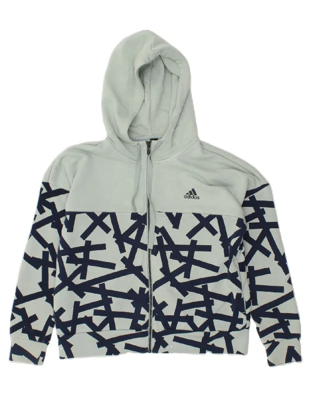 ADIDAS Womens Abstract Pattern Zip Hoodie Sweater UK 16 Large Blue Anti-Pilling Anti-Shrink Durable ADIDAS Womens Abstract Pattern Zip Hoodie Sweater UK 16 Large Blue Anti-Pilling Anti-Shrink Durable