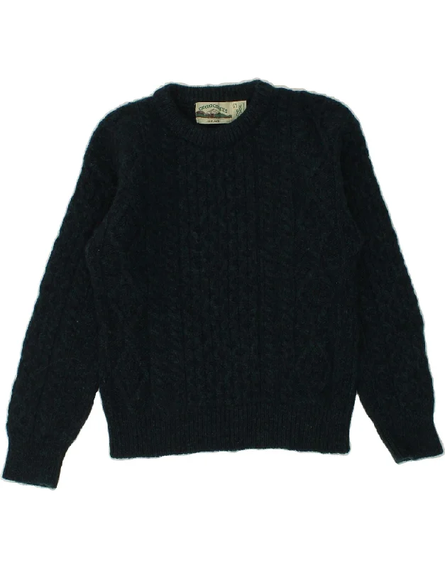 ARAN CRAFTS Womens Crew Neck Jumper Sweater UK 10 Small Green Wool Seamless Knitted Crochet ARAN CRAFTS Womens Crew Neck Jumper Sweater UK 10 Small Green Wool Seamless Knitted Crochet