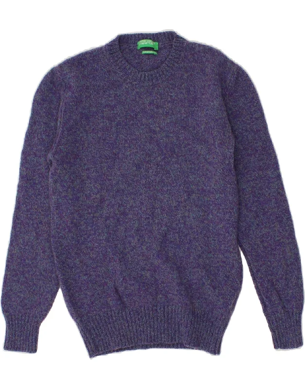 BENETTON Womens Crew Neck Jumper Sweater UK 10 Small Purple Flecked Hooded Caped Shawl Collar BENETTON Womens Crew Neck Jumper Sweater UK 10 Small Purple Flecked Hooded Caped Shawl Collar