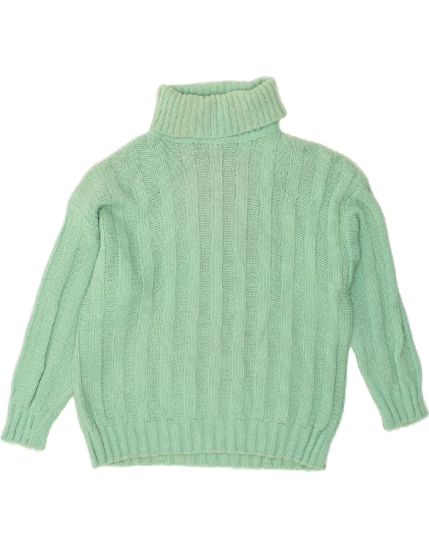 BENETTON Womens Roll Neck Jumper Sweater IT 44 Medium Green Acrylic Soft Cozy Warm