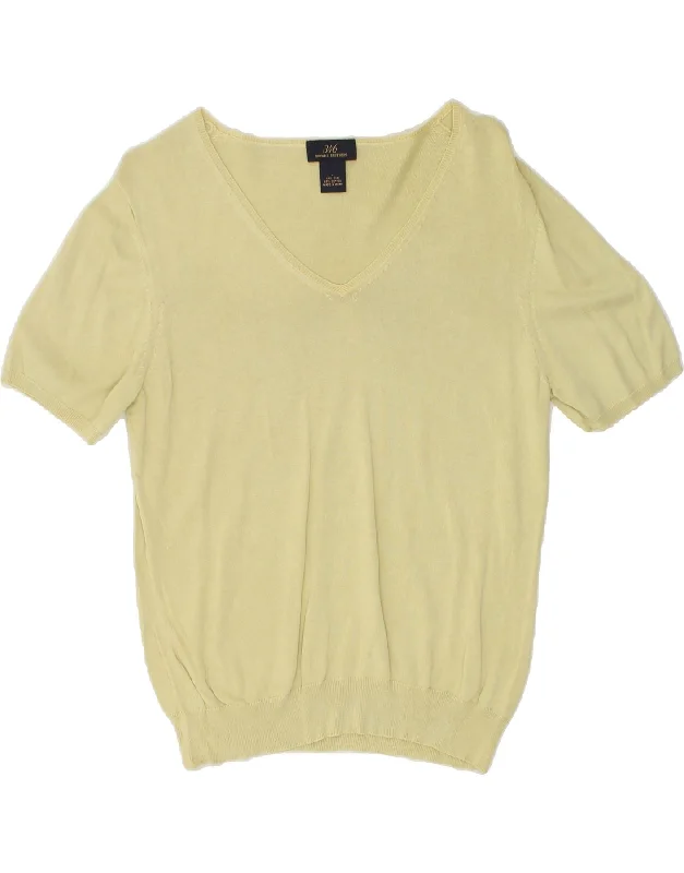 BROOKS BROTHERS Womens V-Neck Jumper Sweater UK 14 Large Yellow Silk Plaid Sweater Polka Dot Checkered BROOKS BROTHERS Womens V-Neck Jumper Sweater UK 14 Large Yellow Silk Plaid Sweater Polka Dot Checkered