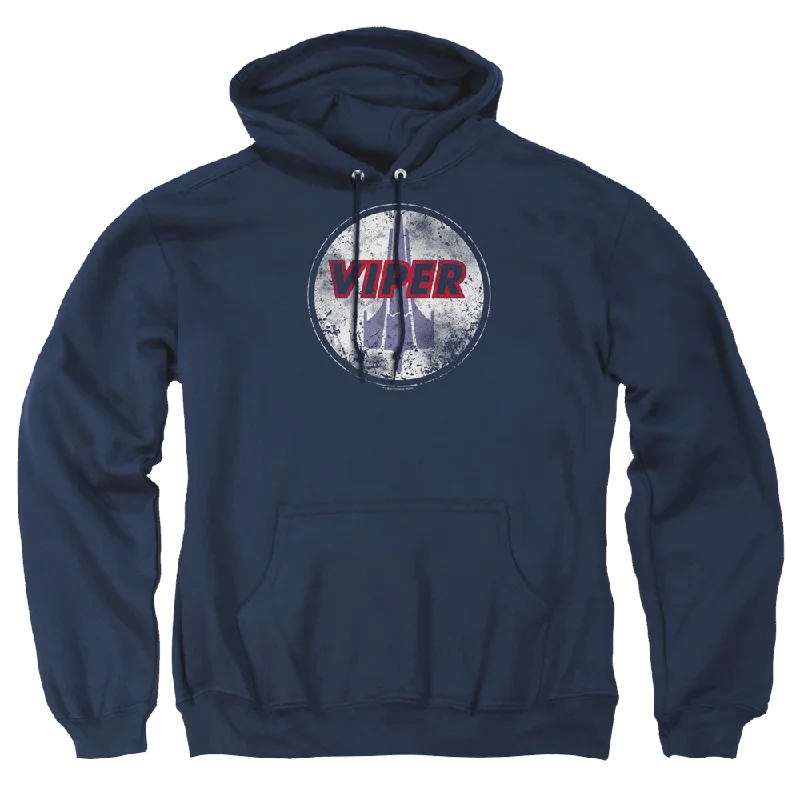 Battlestar Galactica War Torn Viper Logo - Pullover Hoodie Asymmetrical Neck Pullover