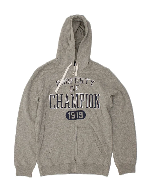CHAMPION Mens Graphic Zip Hoodie Sweater Medium Grey Cotton Nylon Fabric Polyester Fabric Spandex Fabric CHAMPION Mens Graphic Zip Hoodie Sweater Medium Grey Cotton Nylon Fabric Polyester Fabric Spandex Fabric